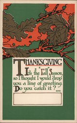 Thanksgiving - A Tree with Leaves Arts & Crafts Style Postcard