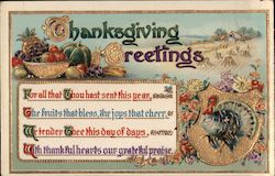 Thanksgiving Greetings - Turkey, Fruit Postcard