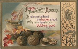 Happy Thanksgiving Memories - Nuts, Squirrels Postcard Postcard Postcard