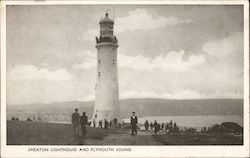 Smeaton lighthouse and Plymouth sound Postcard