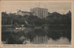 Beautiful West Lake, Showing Ansonia Apartments Los Angeles, CA Postcard Postcard Postcard