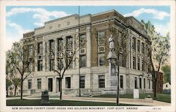 New Bourbon County Court House and Soldiers Monument Fort Scott, KS Postcard Postcard Postcard