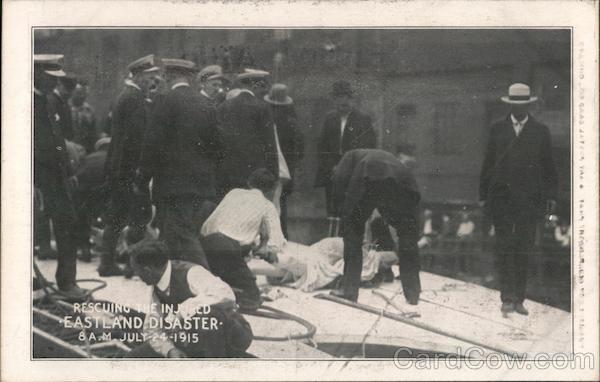 Rescuing the Injured - Eastland Disaster 1915 Chicago, IL Postcard