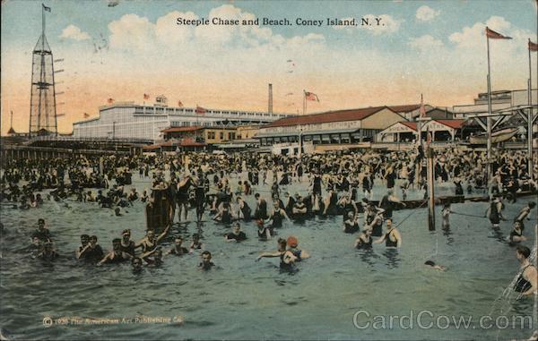 Steeple Chase and Beach Coney Island, NY Postcard