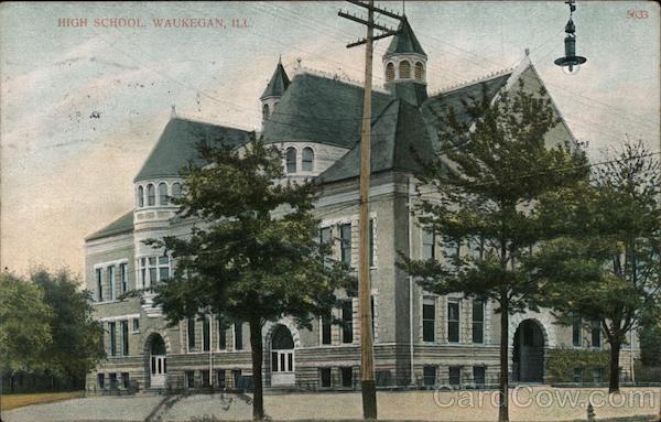 High School Waukegan, IL Postcard