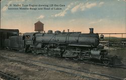 G.N. Mallet Type Engine Drawing 125 Ore Cars Between Mesaba Range and Head of Lakes Postcard