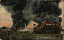 Oil Tanks That Were Struck by Lightning East Kane, PA Postcard Postcard Postcard