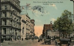 Main Street, Looking North from City Hall Hartford, CT Postcard Postcard Postcard