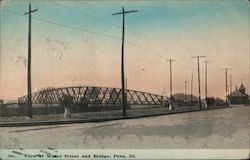 View of Water Street and Bridge Postcard