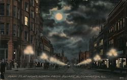 Main St. At Night, North From Square Postcard