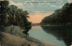 Scene on Vermillion River Streator, IL Postcard Postcard Postcard