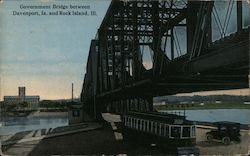 Government Bridge Between Davenport, Ia and Rock Island Il. Postcard