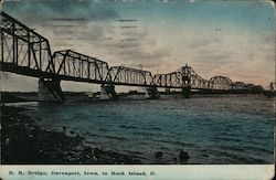 Railroad Bridge Between Davenport and Rock Island Illinois Postcard Postcard Postcard