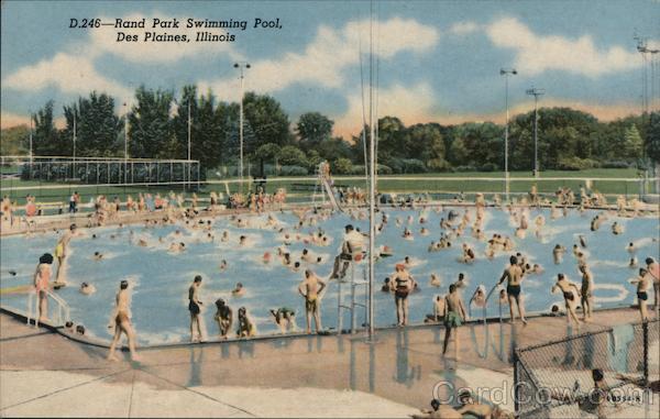 Rand Park Swimming Pool, Des Plaines, Illinois Postcard