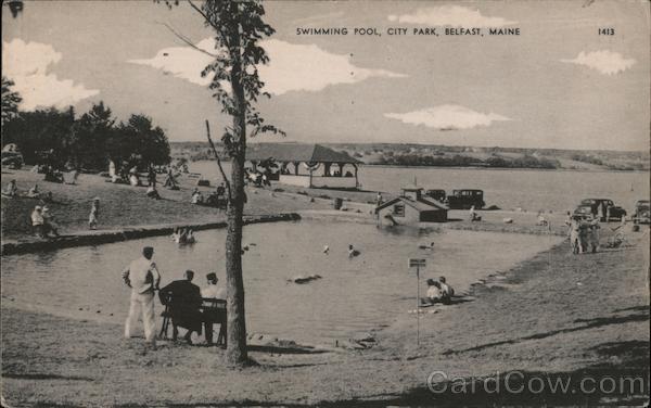 Swimming Pool at the City Park Belfast, ME Postcard