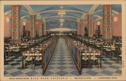 Main Dining Room Blue Boar Cafeteria. 643 Euclid Ave. Cleveland, Ohio Postcard