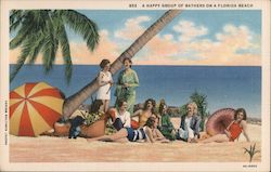 A happy group of bathers on a Florida beach Postcard Postcard Postcard