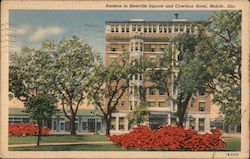 Azaleas in Bienville Square and Cawthon Hotel, Mobile, Ala. Alabama Postcard Postcard Postcard