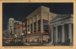 Night View of Market Street Postcard