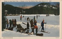 Winter at Lake Placid Club, a Glimpse of the Club Skating Rink New York Odie Monohan Postcard Postcard Postcard