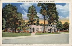 Tallahassee Auto Court In the Capitol City of Florida Rock Brick and Stucco Cottages 42 with Private Bath Postcard