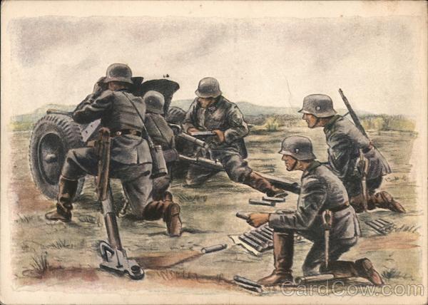 Germany WWII, Anti-Tank Artillery w Crew Nazi Germany Postcard