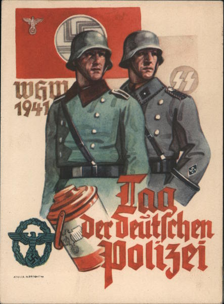 Propaganda, Day of the Police, Uniformed Officers, Swastika, Helmet ...