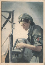 "Voluntary S.A.F." Italian Woman, War Effort Italy World War II Postcard Postcard Postcard