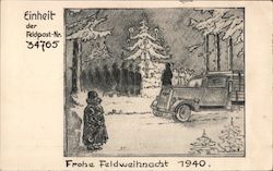 Soldiers, Winter Forest Scene Nazi Germany Postcard Postcard Postcard