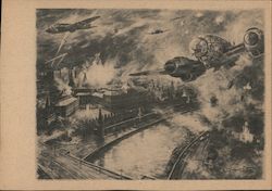 Luftwaffe Bombing a City Postcard