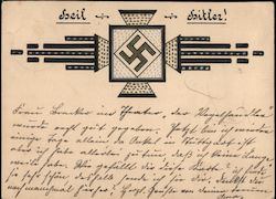 Heil Hitler, Hand Drawn Original Postcard Postcard