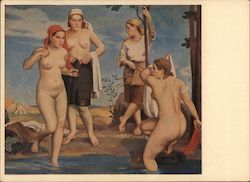 Nazi-era German Nude Harvest Rest, Johannes Beutner, Dresden Postcard