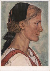 German Nazi Era Race Propaganda, Tyrolean Peasant Woman Postcard