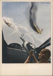 Italian Air Force WWII Propaganda, Aerial Combat, Airplane, Mussolini Quote  World War II Postcard Postcard Postcard