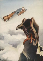 Italian Air Force WWII Propaganda, Fighter Airplane and Eagle,  Mussolini World War II Postcard Postcard Postcard