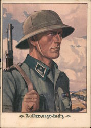 German WWII Border Patrol Soldier, Tropical Gear and Uniform Postcard