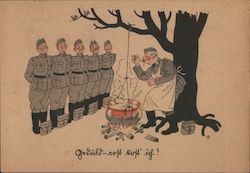 German Soldiers, Cook, Comic Drawing Postcard