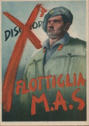 Italian Propaganda WWII, 10th Fleet, Flotilla of Naval Special Forces, Frogmen Postcard