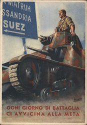 Italian Propaganda, Tank , "Each Day of Battle Brings Us Closer to  the Goal." World War II Postcard Postcard Postcard