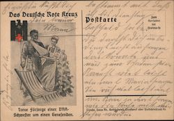 German Red Cross, Faithful Concern of a Nurse for a Recovering Soldier Nazi Germany Postcard Postcard Postcard