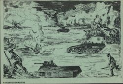 German WWII, Armored Corps Grenadiers, Soldiers, Tanks, Panzer Division Postcard