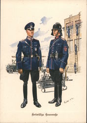 Volunteer Fire Fighters, Picture Series of the German Police Force Postcard