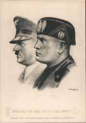 Hitler and Mussolini, 1938 Postcard