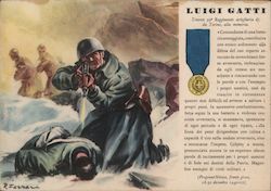 Italy WWII, Medal of Gold Recipient, Infantry, Rifle, Art World War II Postcard Postcard Postcard