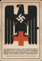 Germany WWII Propaganda, German Red Cross, Eagle, Swastika1939 Postcard