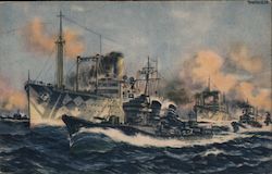 WWII Japanese Navy Ships Postcard