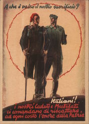 Italy WWII, Two Amputee Soldiers, "What was our sacrifice worth?"rifice?" World War II Postcard Postcard Postcard