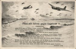 German WWII, Airplanes, Navy Song, "We Go Against England" Nazi Germany Postcard Postcard Postcard