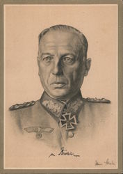 Germany WWII, "The Fuhrer and His Generals",  Gen. von Kuechler, Iron Cross Nazi Germany Postcard Postcard Postcard