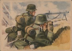 Germany WWII, "The Machine Gun Is Ready to Fire" Nazi Germany Postcard Postcard Postcard